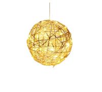 Well Home Bola Navideña Luminosa Color Oro Champagne con 40 Luces LED en Blanco cálido Ø25cm