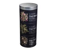 Well Home Bote para té con 3 compartimentos de metal en relieve Black Edition