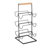 Well Home Botellero para 6 Bottellas de 23x20x48,5cm - En metal y bambú de color negro Mate