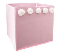 Well Home CAJA DE ALMACENAMIENTO INFANTIL CON POMPONES COLOR ROSA - 29 x 29 x 29cm