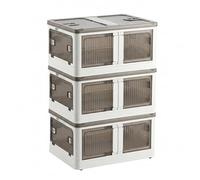 Well Home Caja de almacenamiento plegable multifuncional en color Blanco 3 Niveles, 55L por Nivel, 165 L en Total
