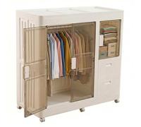 Well Home Cajas de almacenaje apilables con puerta frontal, Organizador modular plegable con ruedas, Modularidad eficiente, Multiespacios, Armario plegable con 2 Compartimentos y 2 Cajones