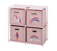 Well Home Cajonera Infantil de 4 Compartimentos con marcos de metal y color Rosa