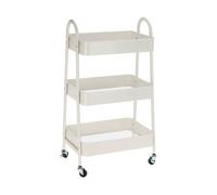 Carro de Cocina Blanco con 3 cestas y Ruedas H.79,5cm