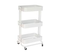 Well home carro de cocina de hierro en blanco con ruedas y 3 cajones