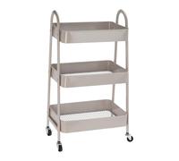 Well Home Carro de Cocina Rolling Color Taupe con 3 Cestas y Ruedas 44x31,5x79,5cm