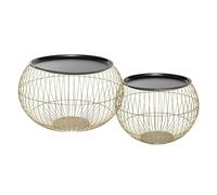 Well Home - Conjunto de 2 mesas auxiliares glamurosas metálica de Color Dorado y Negro