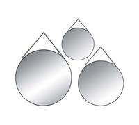 Well Home - Conjunto de 3 Espejos Redondos Decorativos de Metal Ø20Ø24Ø29cm