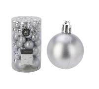 Well home conjunto de 60 bolas de navidad en color plata en varias dimensiones y acabados