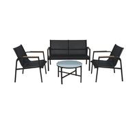Well Home Conjunto de Muebles de Jardín de 4 Piezas de diseño en acero galvanizado y vidrio acabado de Mármol