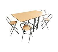 Well home - conjunto mesa y 4 taburetes 'libro' en madera 75 cm