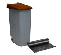 Well home contenedor cerrado 110l marrón h.88cm+10 bolsas de basura 120l