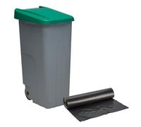 Well home contenedor cerrado 110l verde h.88cm+10 bolsas de basura 120l