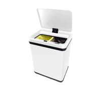 WELL HOME MOBILIARIO & DECORACIÓN Cubo de Basura inteligente para Reciclaje SIN patas, con apertura automática y contacto manual, capacidad 15L+15L, Alto: 43 (x35,5x26cm), Color Blanco