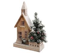 Well home decoración navideña - casa de navidad con árbol y luces led blancas con acabado en nieve