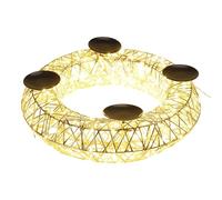 Well home decoración navideña corona portavelas color oro champagne con 250 luces led blanco cálido 38x10x38cm