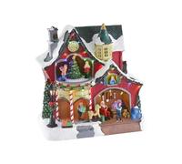 Well home decoración navideña del taller de papá noel con 31 luces led y música 26,5x16,5x27,5cm