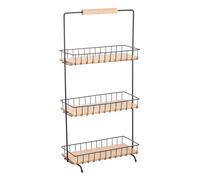 Well Home Estante de cocina con 3 pisos de 29,5x15,5x58,5cm - En acero y madera de color Negro