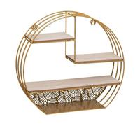 WELL HOME - Estanteria Pared Madera Metal Redonda Oro