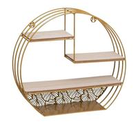 WELL HOME - Estanteria Pared Madera Metal Redonda Oro