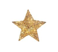 Well home estrella navideña en color oro champagne con 20 luces led blancas cálidas 30x8x30cm