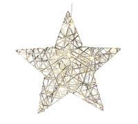 Well home estrella navideña en color plata con 20 luces led blancas cálidas 30x8x30cm