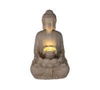 Well Home Fuente Buda en Color Arena con Luces LED para Espacio Exterior 28,5x24,5x48cm