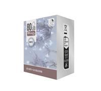 Well home guirnalda con 80 luces led blanco con temporizador y cable transparente 9 cm
