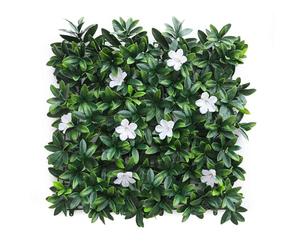Well Home Jardín Vertical Artificial, Panel de Seto 100x100cm, para decoración Interior y Exterior - De Hojas Verdes y Flores Blancas