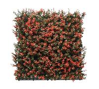 Well Home Jardín Vertical Artificial, Panel de Seto 100x100cm, Para decoración interior y exterior - Hojas verdes realistas con detalles rojos