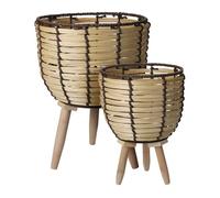 Well home - juego de 2 cestas maceteros de madera con patas ø21ø27cm