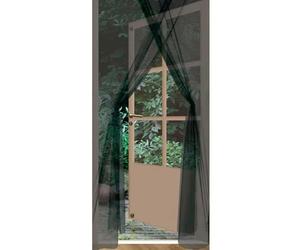 Well Home Juego de 2 mosquiteras para puerta negras de poliéster con cinta de velcro - Tamaño 75x220cm