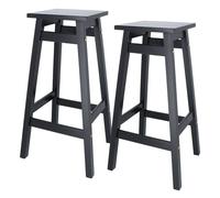 Well home juego de 2 taburetes 'laira' en madera de pino color negro h.70cm