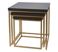 Well Home Juego de 3 bancos en madera y metal color negro