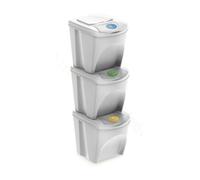 Well home juego de 3 cubos de reciclaje de 3x25l color blanco