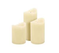 Well home juego de 3 velas led con efecto gelatina en color marfil y tamaños variados 9 cm