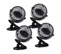 Well home juego de 4 ventiladores con clip, 3 velocidades, batería 1200mah, negro