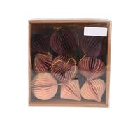 Well home juego de 9 decoraciones para árbol de navidad en papel panal de abeja - formas variadas en color rosa