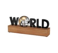 Well Home Lámpara con Texto LED ''World'' - Decoración Moderna en MDF y Hierro 38x8x15cm