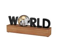 Well Home Lámpara con Texto LED ''World'' - Decoración Moderna en MDF y Hierro 38x8x15cm