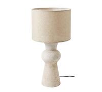 Well Home Lámpara de mesa con base alta de Cemento Ø28x54,5cm con pantalla de lino