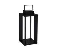 Well home linterna solar de metal en negro con 25 luces led blanco cálido 22x22x51,5cm