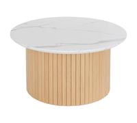 Well Home Mesa de Centro 'Homelya' Redonda Ø70cm de diseño Natural y Elegante - MDF Revestido imitación mármol