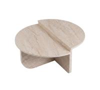 Well Home Mesa de Centro Lombok 90x90x35cm Acabado Travertino, Diseño Moderno y Elegante, Tablero 18mm en melamina, Fácil Montaje