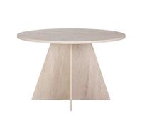 Well Home Mesa de Comedor Palawan Ø120x75cm Acabado travertino, Diseño Moderno Redondo, Tablero 25mm en melamina, Fácil Montaje