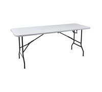 Well home mesa plegable 180x68x74cm pe blanco, estructura metálica negro mate, grosor 32mm