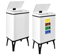 WELL HOME MOBILIARIO & DECORACIÓN 2 Cubos de Basura Inteligente de 40L c/u, Alto: 71,5 (x35,5x26), Blanco con Etiquetas magnéticas