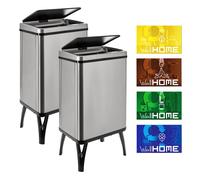 Well Home MOBILIARIO & DECORACIÓN 2 Cubos de Basura Inteligente de 40L c/u, Alto: 71,5 (x35,5x26), Gris con Etiquetas magnéticas