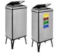Well Home MOBILIARIO & DECORACIÓN 2 Cubos de Basura Inteligente de 50L c/u, Alto: 83,5 (x35,5x26), Gris con Etiquetas magnéticas