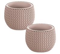 WELL HOME MOBILIARIO & DECORACIÓN 2X Maceta Redonda con deposito Splofy Bowl de plastico en Color Mocca 14,4 (Largo) x 14,4 (Ancho) x 11 (Altura) cm